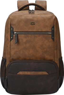 Gear Quantum 3 Antitheft Faux Leather with Raincover 28 L Laptop Backpack(Tan)