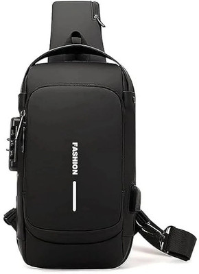 VPYXEN Anti Theft Waterproof Unisex Sling Bag, USB Charging port Shoulder Backpack 1 L Backpack(Black)