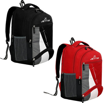 jettik High quality Combo Waterproof School Bag/College Bag Pack of 2 35 L Laptop Backpack(Black, Red)