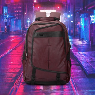 HRX by Hrithik Roshan ASHPER CB Unisex Leather Backpack with Rain Cover 35 L Laptop Backpack(Maroon)