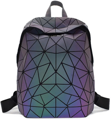 BATCAT Luminous Geometric Holographic Reflective Backpack Color Changing Bag 20 L Backpack(Multicolor)
