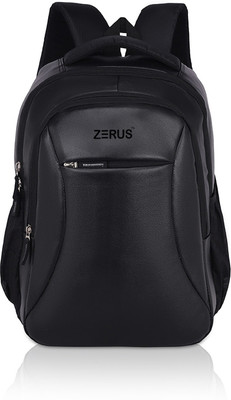 ZERUS Pu Leather School Bag Black with 3 Compartment Bag for Men Women Boys & Girls 30 L Trolley Laptop Backpack(Black)