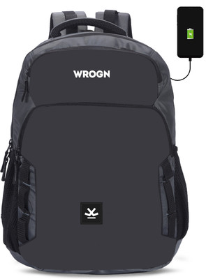 WROGN CASUAL UNISEX SNAP WITH USB 40 L Laptop Backpack(Black, Grey)