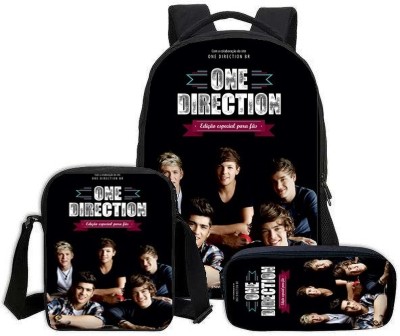 Maxall One Direction School/College Bag with Lunch & Pencil Pouch Backpack (3pcs Set) 22 L Backpack(Black)