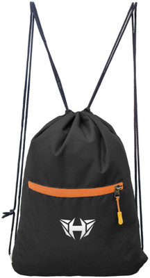 H-Hemes Drawstring Backpack Small Bag Gym Bag With Front Zipper Pocket_19 12 L Backpack(Black, Orange)