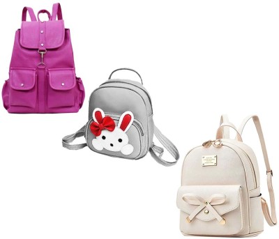 QUASHIMI COLLECTION BP-35-prpl-2bl+gry-micky+crm-tei-pitthu-cmbo 6 L Backpack(Purple, Grey, White)