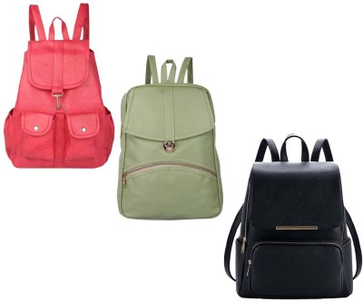 QUASHIMI COLLECTION BP-28-red-2bl+grn-psh-lck+blk-pauch-pitthu-cmbo 6 L Backpack(Red, Green, Black)