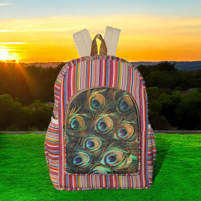 Gau Sudh Colorful Tribal Versatile Canvas Daypack for Everyday Use Laptop Bag 25 L Laptop Backpack(Multicolor)