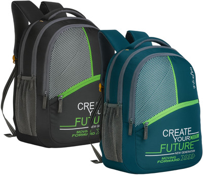 flexlyn Stylish School & Travel Backpack Combo pack of 2 35 L Backpack(Black)