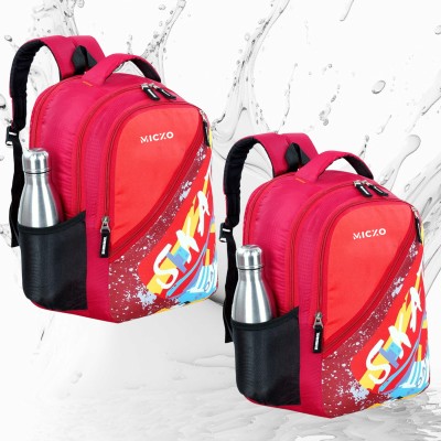 MICXO Medium 30 L Backpack Star Print School Backpack for Kids (4-14 Years) (Grey) 30 L Backpack(Red)