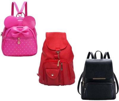 QUASHIMI COLLECTION BP-20-pnk-2in1+red-cmra+blk-pauch-pithu-cmbo 6 L Backpack(Pink, Red, Black)