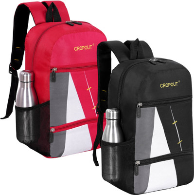ZERUS Stylish Backpack Combo for Boys Girls School College Travel Bag Set of 2 28 L Backpack(Black, Red)