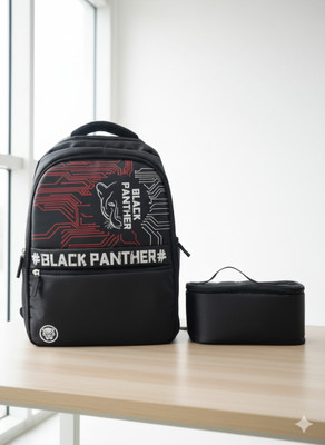 SaraKarft BLACK PANTHER Unisex School Bags 2 Hidden Secret Pockets With Tiffin Bag 35 L Laptop Backpack(Black)