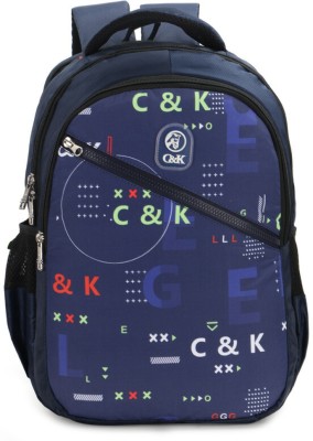 Chris & Kate Smart Tech Printed Water Resistant School bag laptop casual backpack 28 L Backpack(Blue)