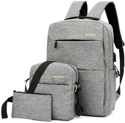 CPEX 3 pcs Backpack Combo Set Laptop with USB Charging Port College Bag 5 L Backpack(Grey)