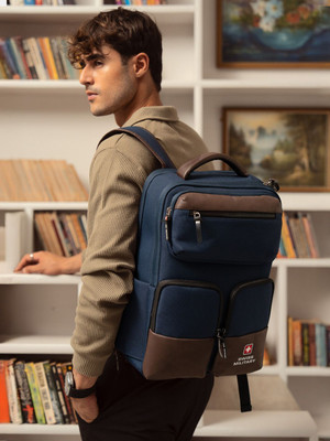 SWISS MILITARY BLIZZARD Laptop Backpack with USB & Type-C Charging Port 21 L Laptop Backpack(Blue)