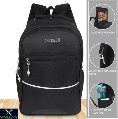 Crossbow Collage/School Bag (Black) 35 L Laptop Backpack(Black)