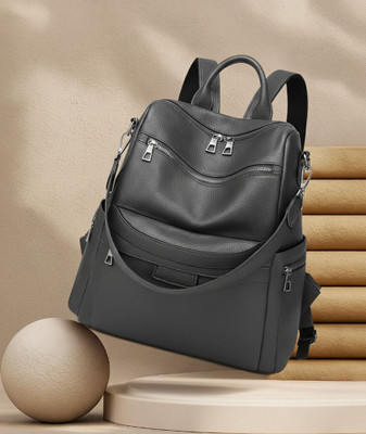 speginic Premium Backpack Purse for Women Convertible Travel Vintage PU Leather Bagpack 25 L Backpack(Silver)