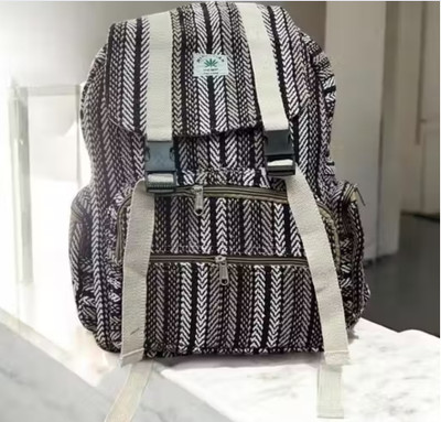Gau Sudh ribal Weave Hemp Backpack – Purple Black | Large 25L | Eco-Friendly 25 L Backpack(Purple)