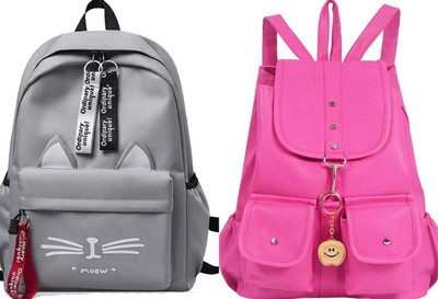 khatushyam collection A_CT-GRY@@_1 & PNK-4PKT-BACKPACK-SINGLE_abc 30 L Backpack(Grey, Pink)