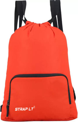 Straplt Travel Drawstring Backpack for Outdoor drawstring bag Foldable design 15 L Backpack(Orange)