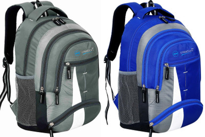 AM Creation Combo Pack of Large 35 L Laptop Backpack Spacy Bag unisex backpack 22 L Laptop Backpack(Grey, Blue)
