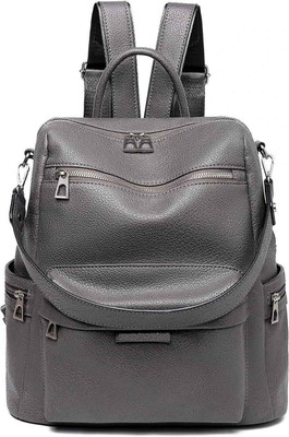 WomenBuzz Backpack Purse for Women Convertible 25L Travel Vintage PU Leather Shoulder Bag 25 L Backpack(Silver)