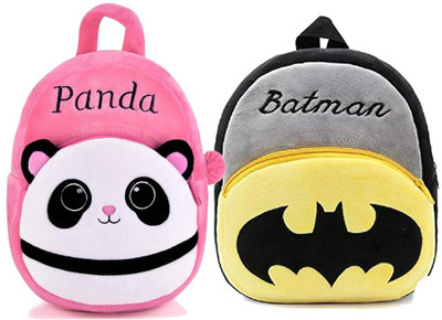 Aveek BM-Latch_combo of 2 pink panda , grey batman_1289 12 L Backpack(Multicolor)