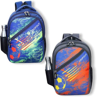 CROPOUT Kids Bag Backpack School Bag Combo Kids Bag Multicolor Bag Pack Of 2 Bag 22 L Backpack(Grey, Blue)