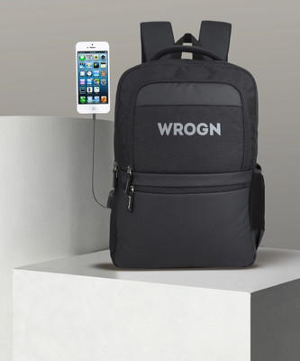 WROGN Backpack with USB Charging port 15.6 inch with Two Compartment (Black) 35 L Laptop Backpack(Black)