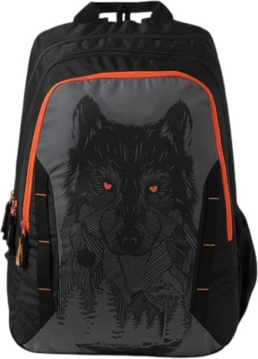 CROPOUT Wolf Print Backpack for School College Travel Unisex Bag for Men & Women 35 L Laptop Backpack(Black)