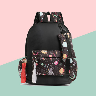 Reprox Elite Versatile Women Backpack for School Travel Backpack 15 L Laptop Backpack(Black)