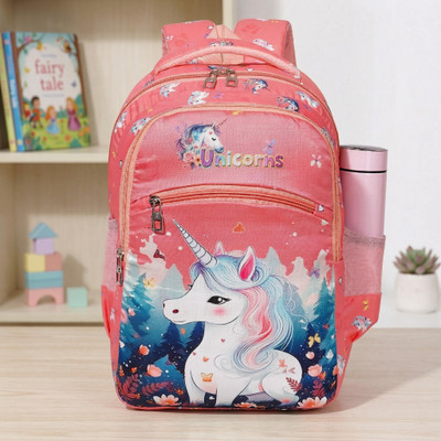 WFB Girls 10-12 Years Unicorn School Bag | Waterproof Pink Daypack Premium 22 L Backpack(Multicolor)