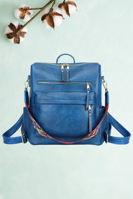 WomenBuzz Fashion Shoulder Multipurpose Knapsack Convertible Top Handle Detachable Bag 24 L Backpack(Blue)
