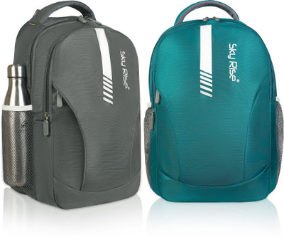 SKY RISE Laptop Backpack 35 L Backpack(Grey, Green)