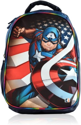 DISNEY Marvel Captain America 4 Compartment Backpack for Boys and Girls | Blue 18 L Backpack(Blue)