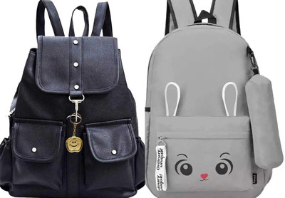KSC BLK-4PKT-BACKPACK-SINGLE & BNY-- GRY_--1_@ Backpack(Black, Grey, 30 L)