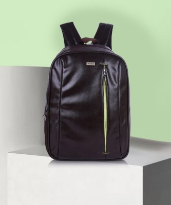 Veneer Casual Vegan Leather Neon Tech Business Office College Travel Unisex Backpack 25 L Laptop Backpack(Brown)