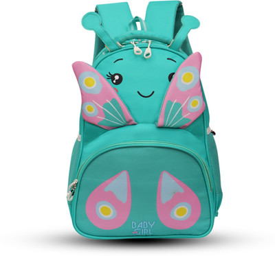 Baby Girl CUTE BUTTERFLY SCHOOL BAG FOR KIDS NUR/LKG/UKG/1ST CLASS 28 L Backpack(Green)