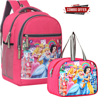 LINOX Combo School bag With Lunch bag Nursery to 1st Standard 24 L Backpack(Pink, Pink)