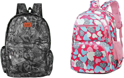 MishKav Heart bag Pink 30 L Backpack(Pink, Black, Grey)