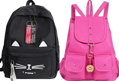 khatushyam collection A_BLK__CAT__1 A & PNK-4PKT-BACKPACK-SINGLE_abc 30 L Backpack(Black, Pink)