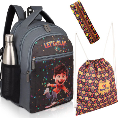 newtal Kids Printed School Bag With Pouch And Pencil Box 40 L Backpack(Black, Brown)