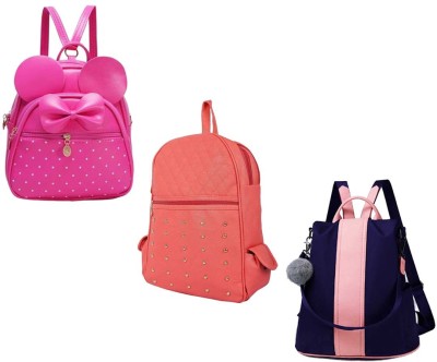 QUASHIMI COLLECTION BP-17-pnk-2in1+pch-kk+blu-cntrst-ptti-pithu-cmbo 6 L Backpack(Pink, Orange, Blue)