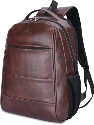 The CLOWNFISH EliteGear Series Faux Leather 15.6 inch Laptop Backpack for Men & Women 19 L Laptop Backpack(Brown)