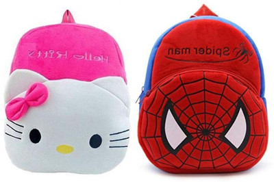 Bluemoon BM-Latch_combo of 2 red spiderman, pink hello kitty_1569 12 L Backpack(Pink, Red)
