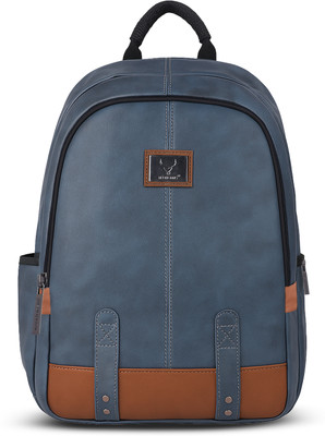 REDHORNS Classic 30L Faux Leather Laptop Backpack 15.6 Inch,Water Resistant for Unisex 30 L Laptop Backpack(Blue)