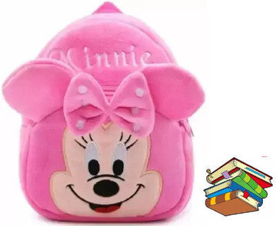 Bluemoon Soft Toddler Plush Fabric 10 Liters Smiling Minnie Mouse Cartoon Design School 10 L Backpack(Multicolor)