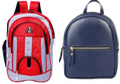 Shishtha A_1PC_RED_TYCOON & leather look blue backpack_12_abc 30 L Backpack(Red, Black)