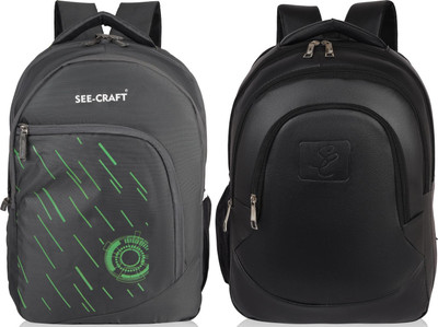 SEE-CRAFT school collage travel office backpack 35 L Laptop Backpack(Grey, Black)